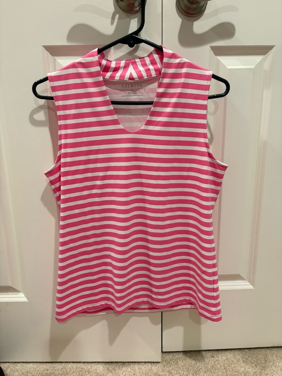 Talbots Tops - Talbots Pink and White Striped Sleeveless Tank Top